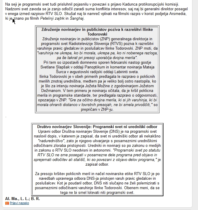 Po več kot tednu dni naposled objavljen tudi povzetek izjave ZNP, stanje 27. 9. 2018