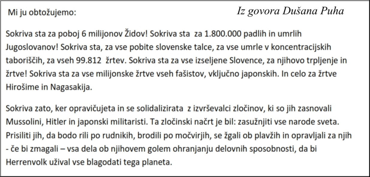 Iz govora Dušana Puha na protestu borcev